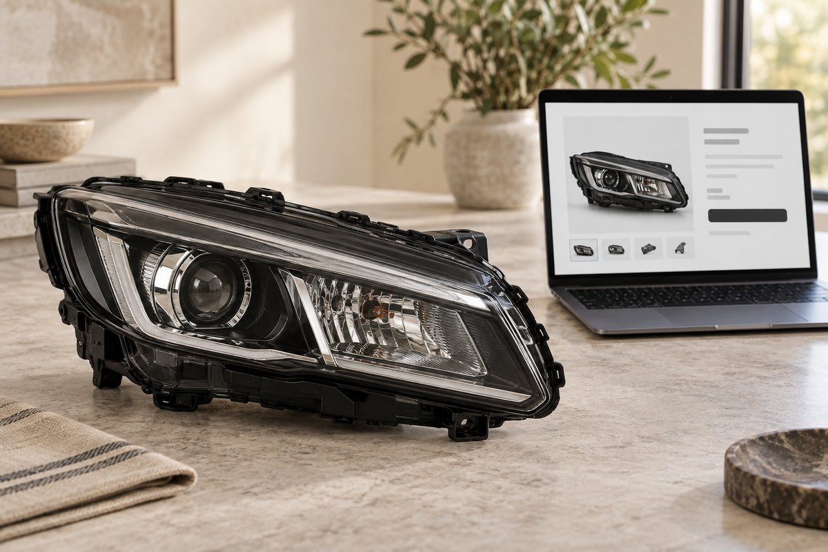 Automotive headlight product listing and ecommerce presentation